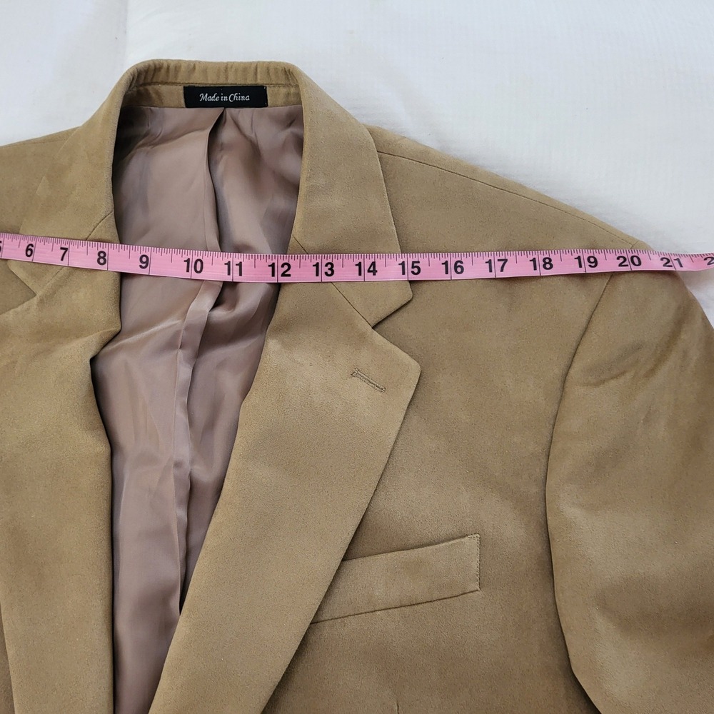 Lauren Ralph Lauren Tan Beige Faux Suede 2 Button Blazer Sport Coat 44R - Picture 8 of 12